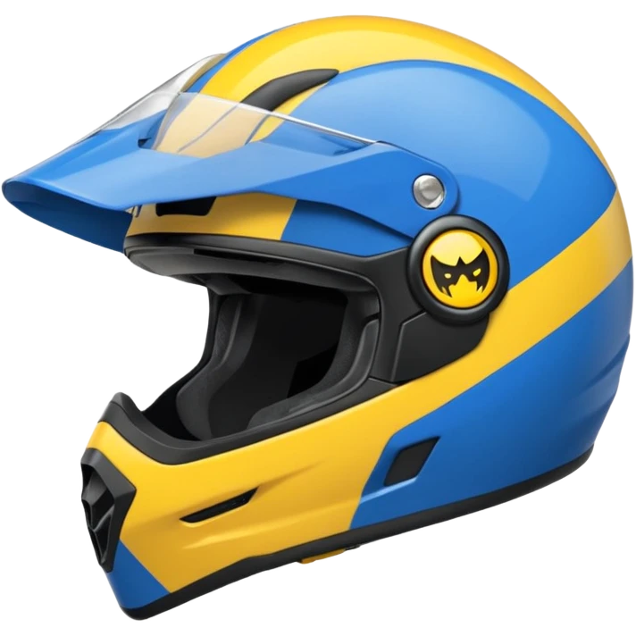 emoji capacete de moto azul (use a cor no HEX/HTML #1440FF) e com detalhes amarelo (use a cor no HEX/HTML #FFA814), com maior predominância no azul  emoji