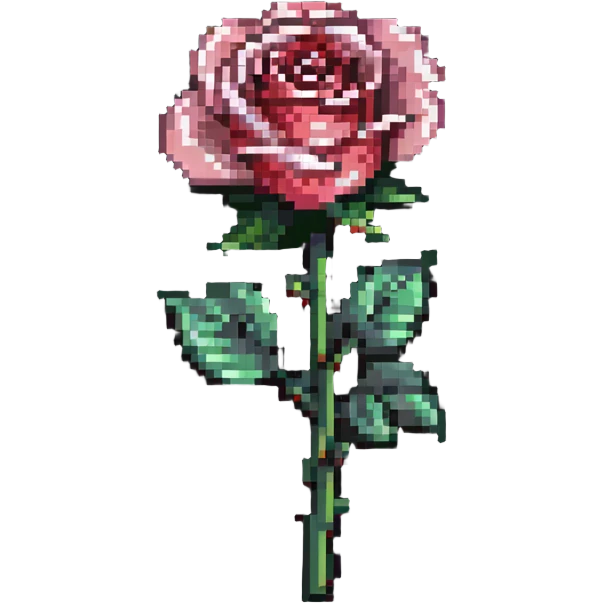classic single rose in pixel art style emoji