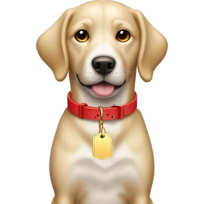 Dog Red collar and bone tag golden emoji