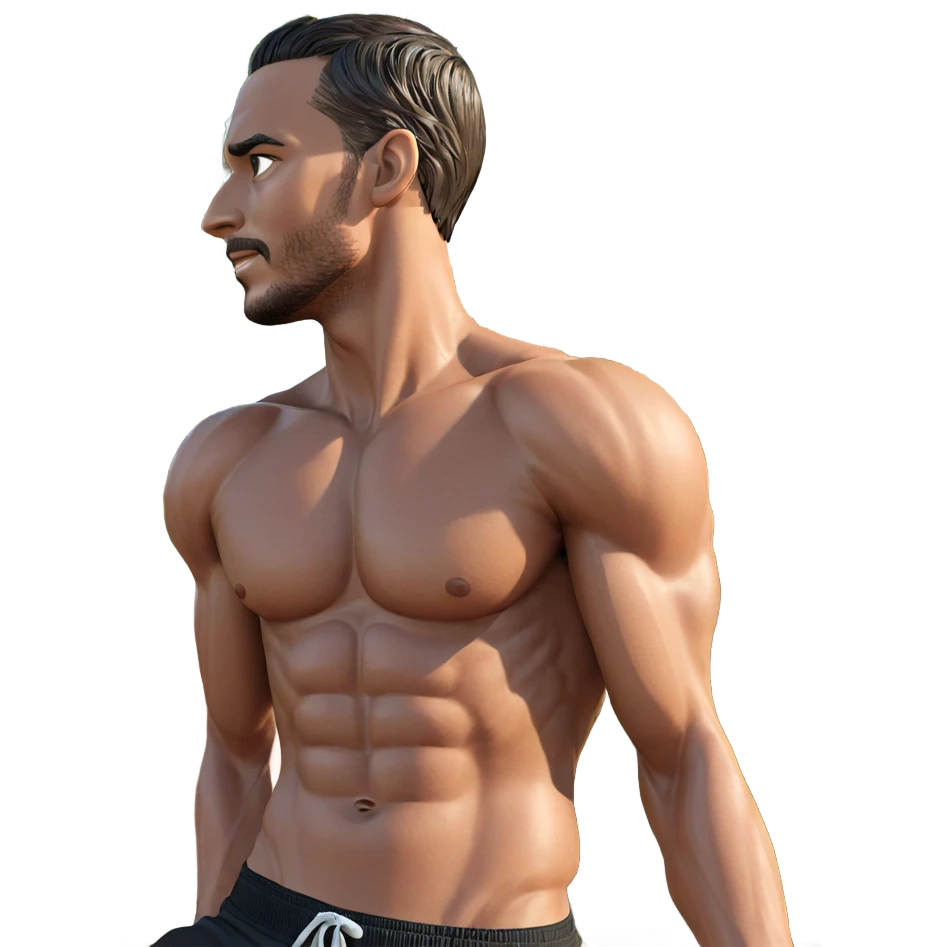 muscular boy under palm tree emoji