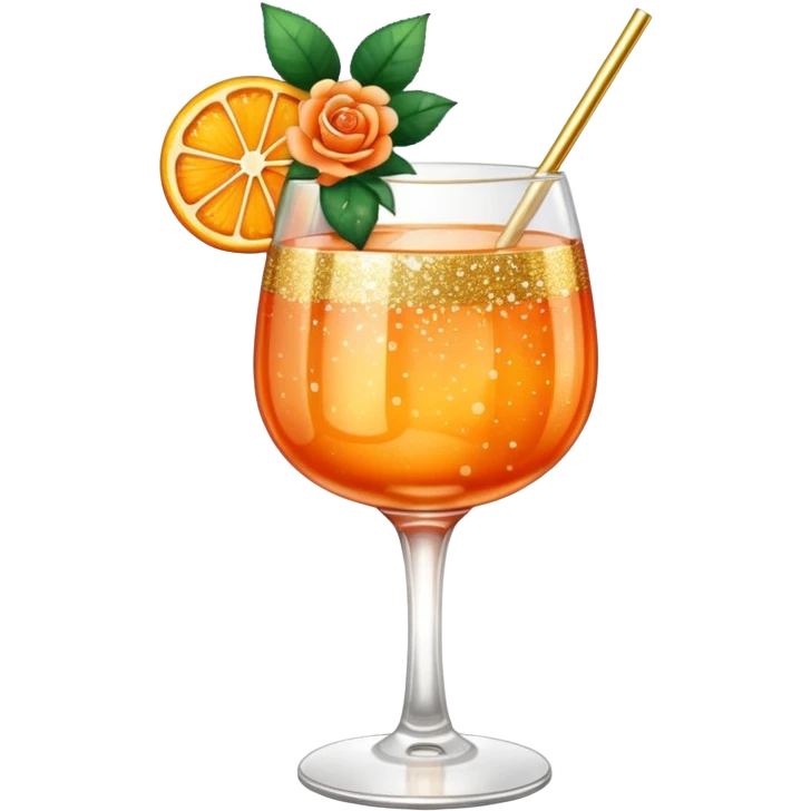 Glittery orange coloring with roses gold mocktail emoji