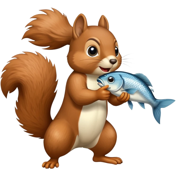 squirrel punching with a fish emoji