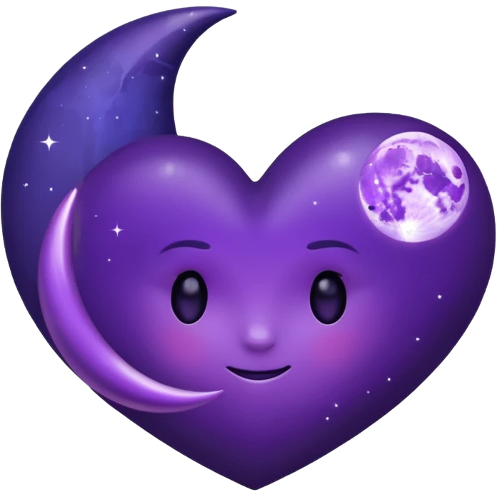 dark purple heart with a purple Moon emoji