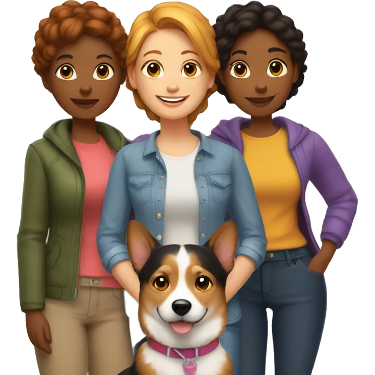 lesbian family with corgi dog emoji