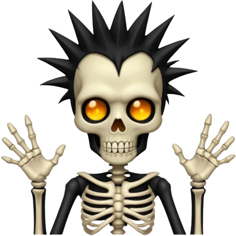 skeleton zombie long spikey black hair emoji