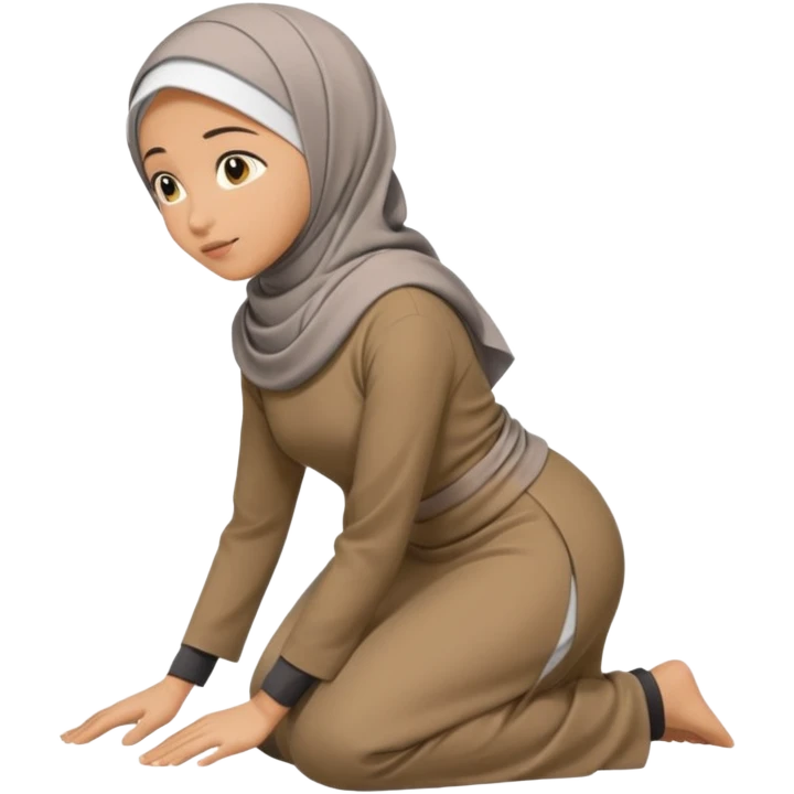 Islamic Woman Kneeling prostrated side view emoji
