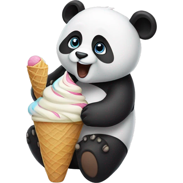 Panda eating ice cream emoji