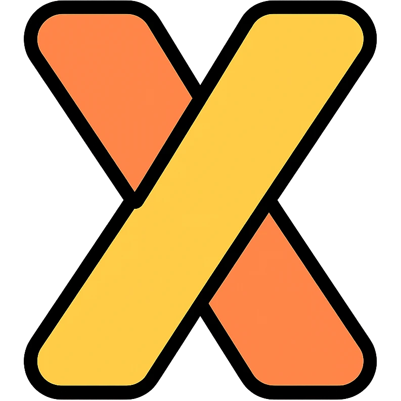 the letter X as a color outlined icon, playful and vibrant emoji