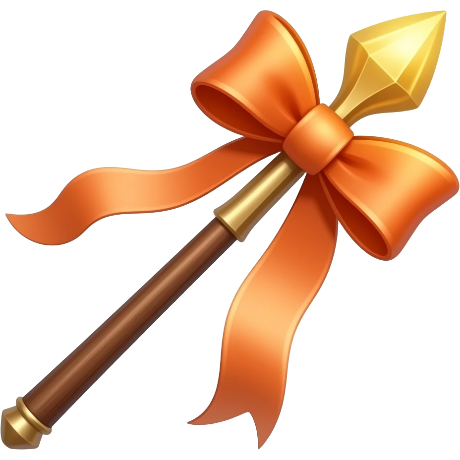 Orange Ribboned orange magic wand emoji