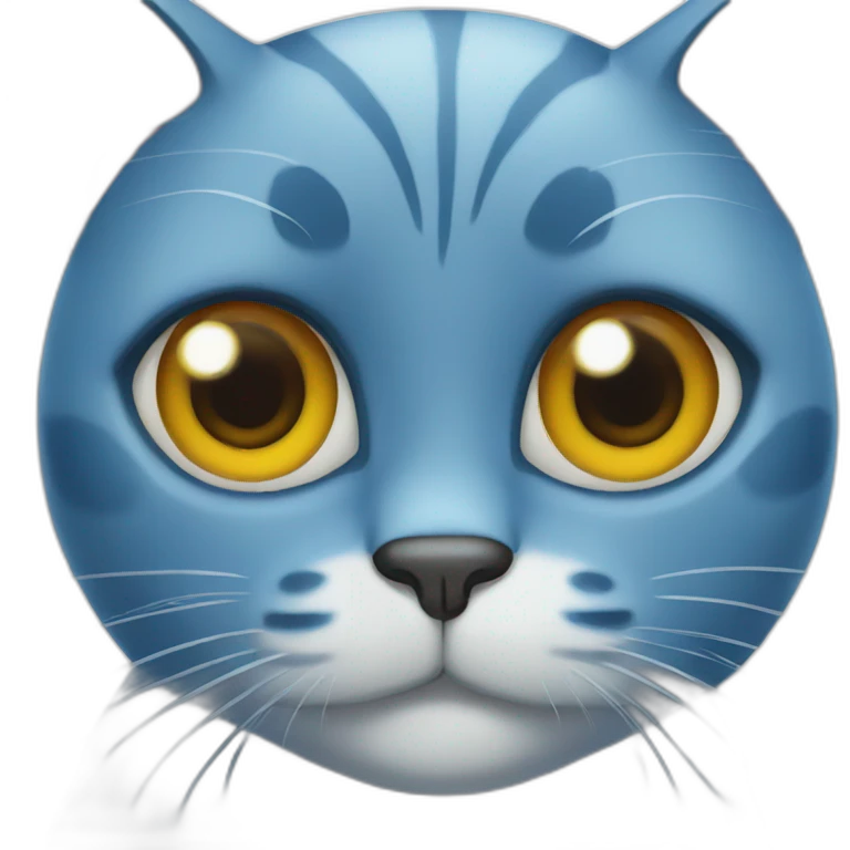 Blue cat with Chinese eyes emoji