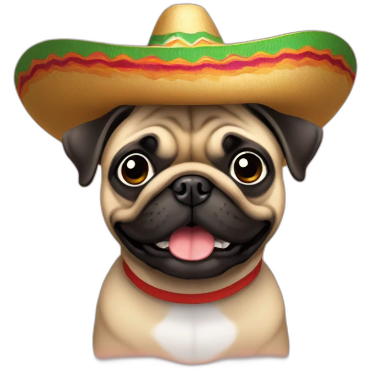 Pug smiling with mexican hat emoji