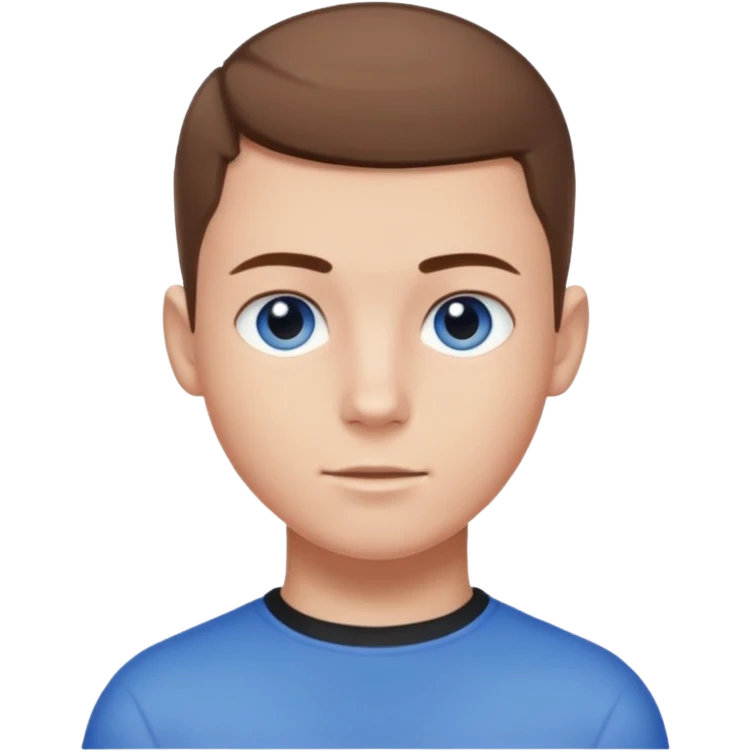 teenage male with buzz cut, brown hair, white, and blue eyes  emoji