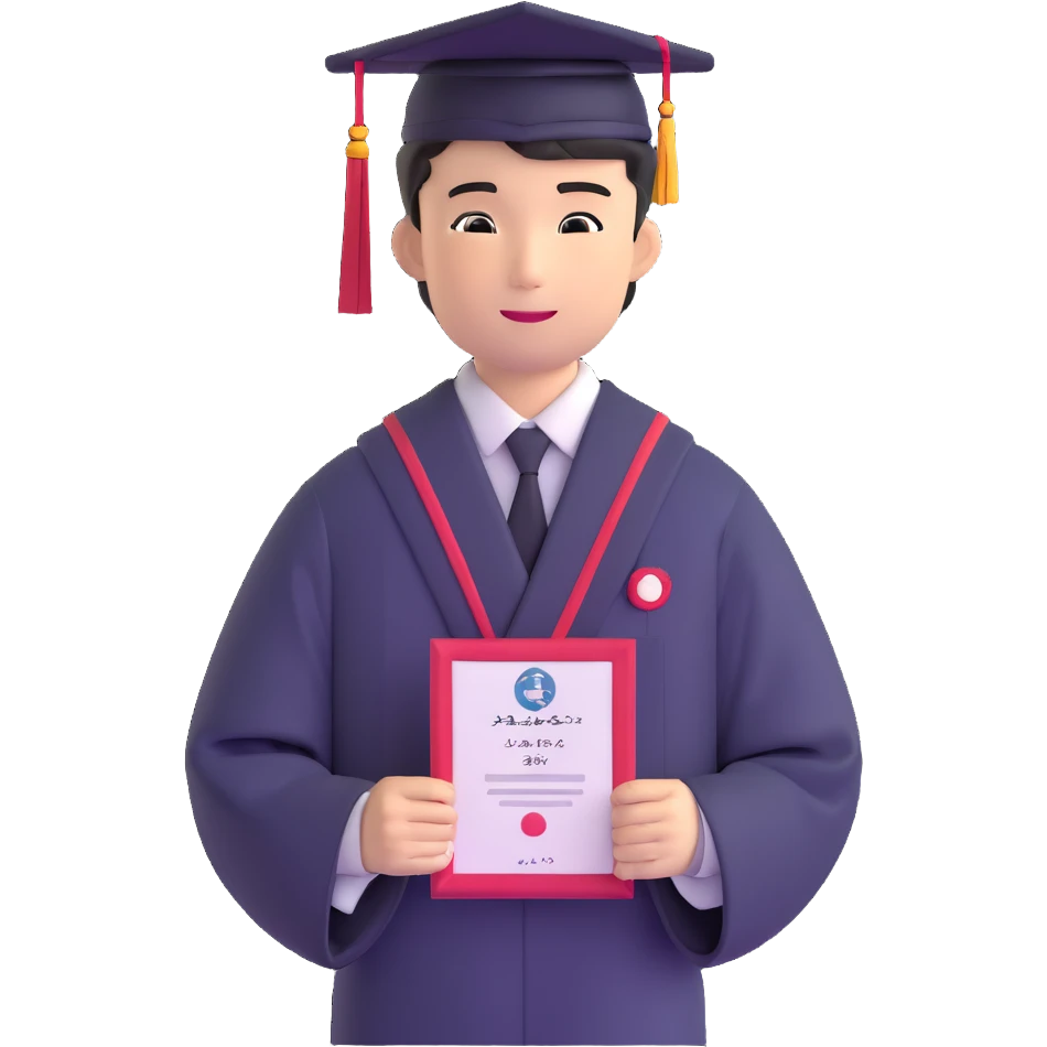 Japanese male high school graduate in formal uniform with diploma at ceremony emoji