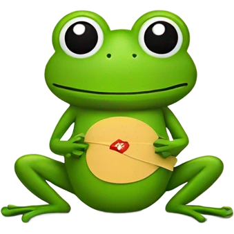Frog with band aids on belly emoji
