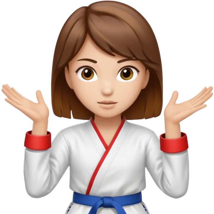 Girl with brown hair with highlights doing taekwondo  emoji