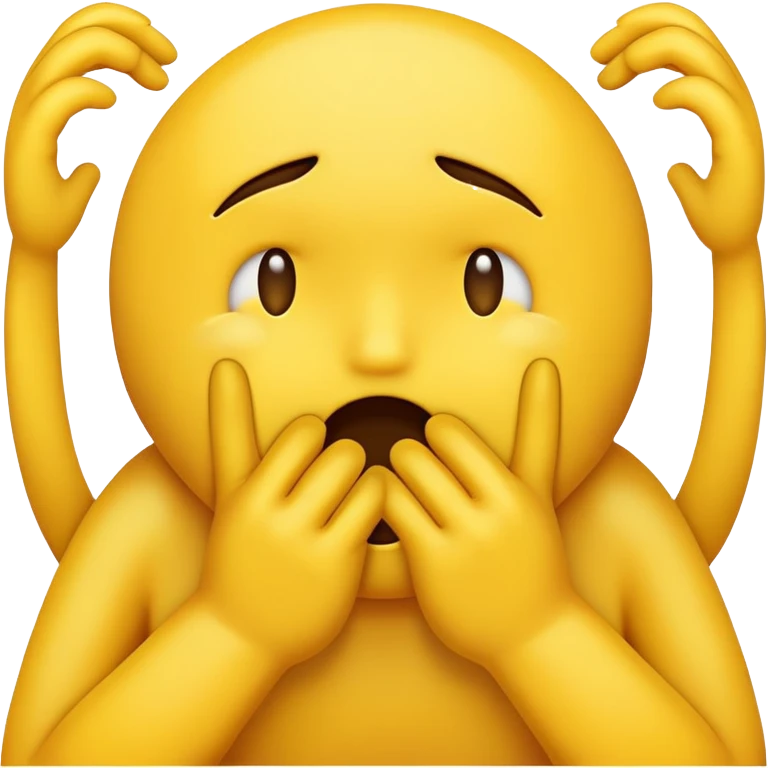 Yellow default emoji choking themselves with their hands from distress  emoji