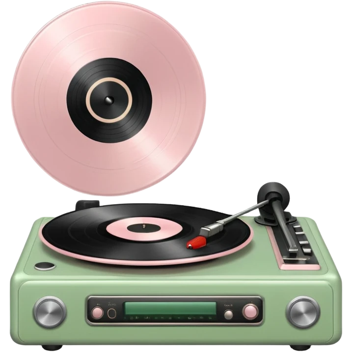 Vintage pale pink and sage vinyl player emoji