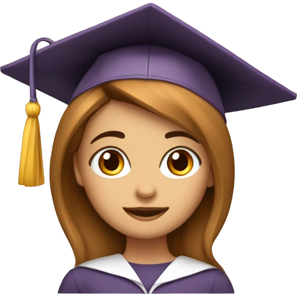 NIÑA PELO MARRON LARGO, CON ANTEOJOS Y GORRO DE GRADUACION  emoji
