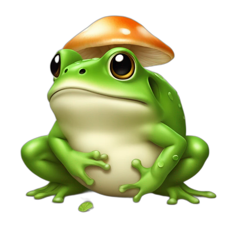 Grenouille avec un champignon sur la tête emoji