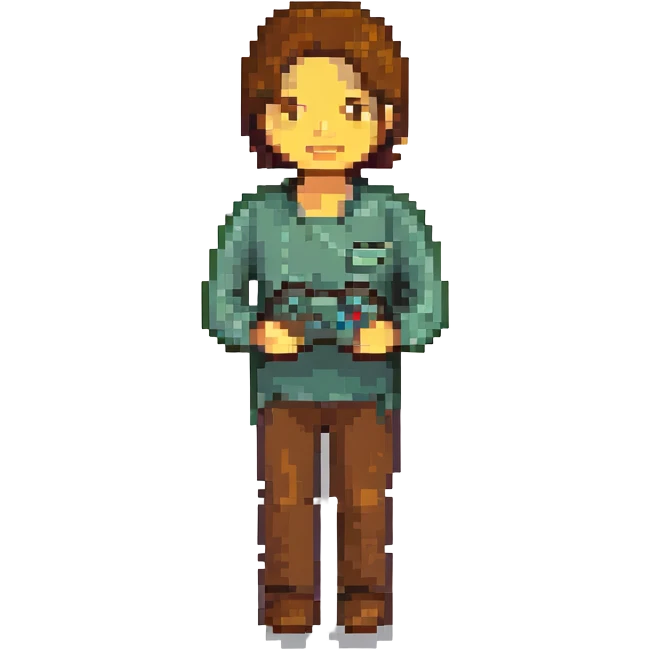 Man with brown hair holding joystick emoji emoji