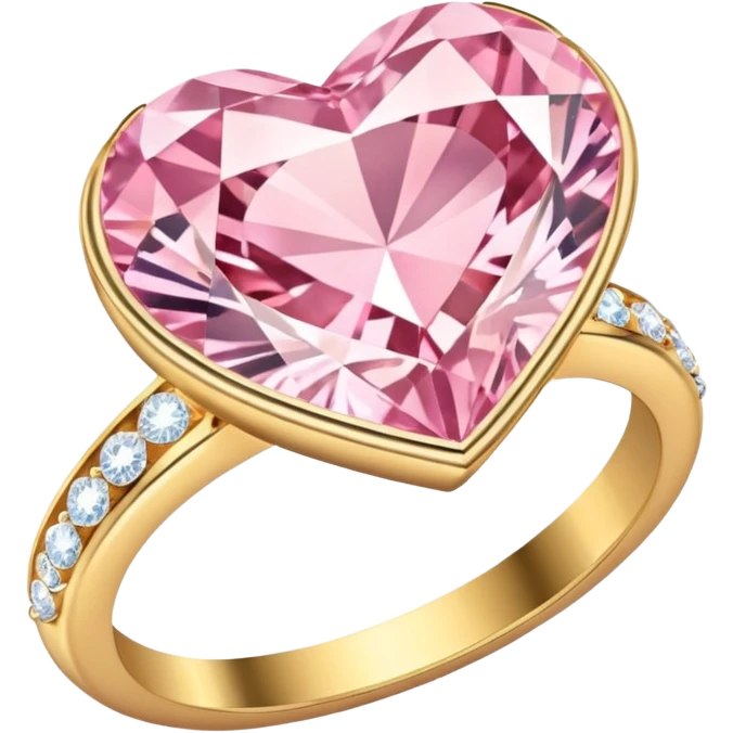 Golden Diamond Pastel Pink Heart Ring emoji