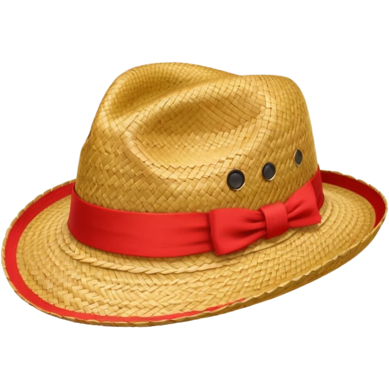 Sombrero de paja con una tira roja en la parte central sin ninguna soporte emoji