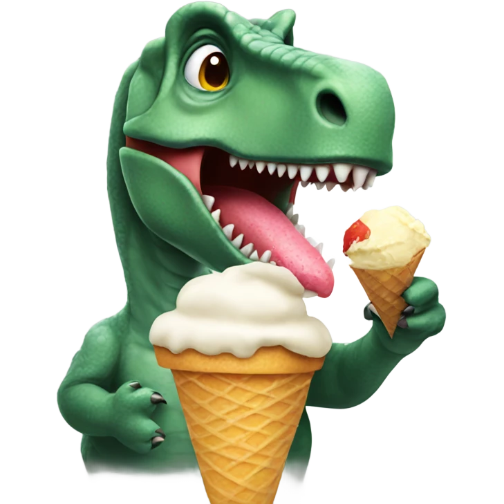 Dinosaur eating an ice cream emoji