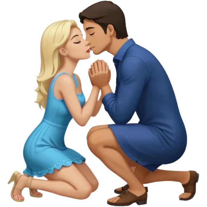 naked man, dark Hair, kneeling, Kissing ass of a naked blonde Woman emoji