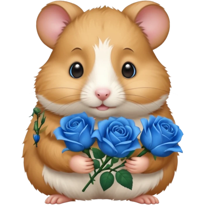 Hamster holding blue roses emoji