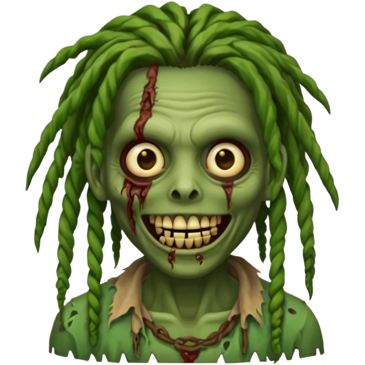 Make a image of a zombie with dreads make it like a emoticon emoji