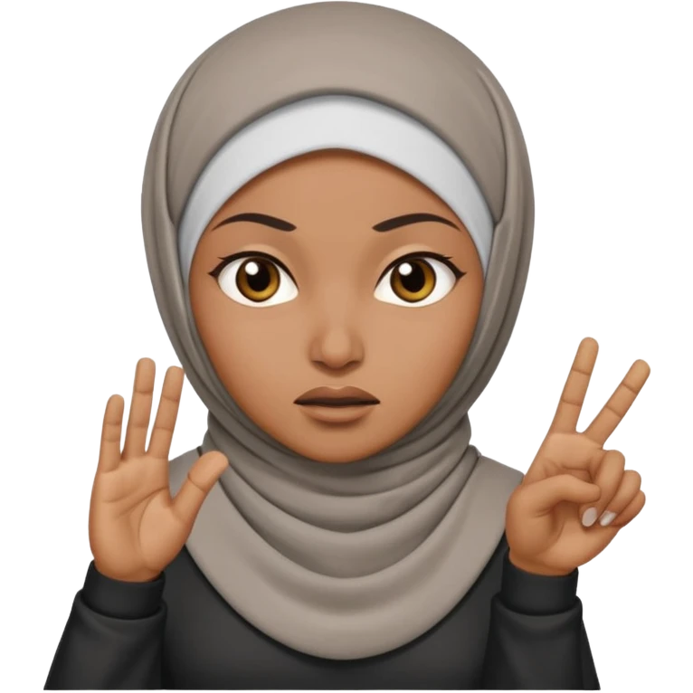 сердитая черная женщина мусульманка по пояс  показывает рукой в право  emoji