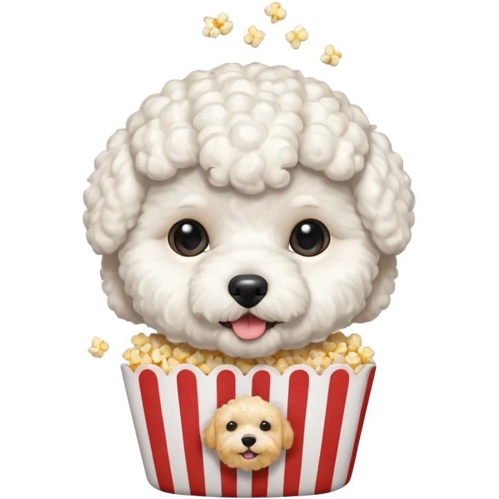 white bichon frise face with popcorn hair emoji