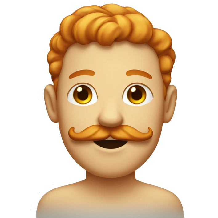 ginger with a mustache who is slightly smiling with a small wink. the text above the emoji says "Gotchu" emoji