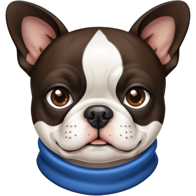 Boston terrier with one brown eye and one blue eye and a coat of brown black and white emoji