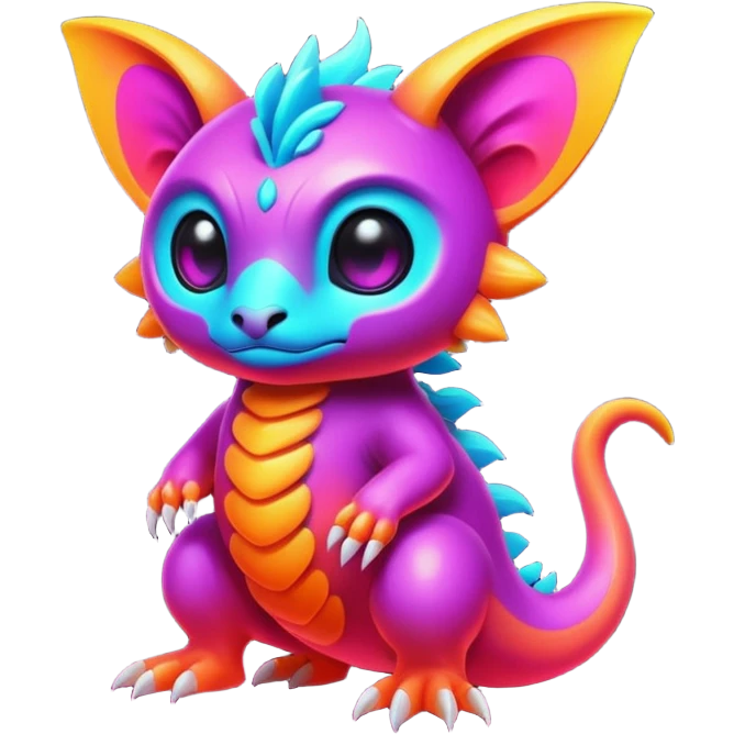 Exotic futuristic lush warm-colored neon Fakémon-creature emoji