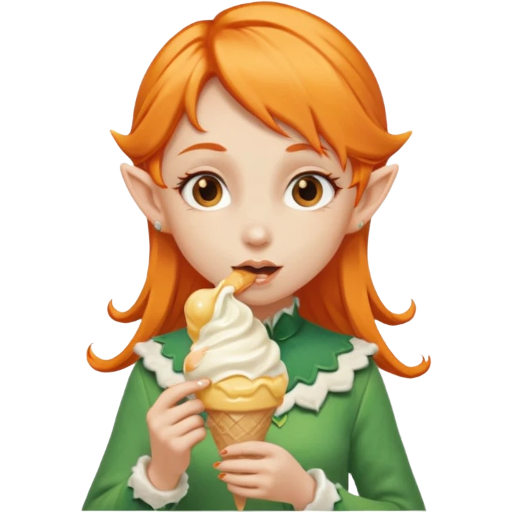 
a girl elf in orange hair with vanilla ice cream




 emoji