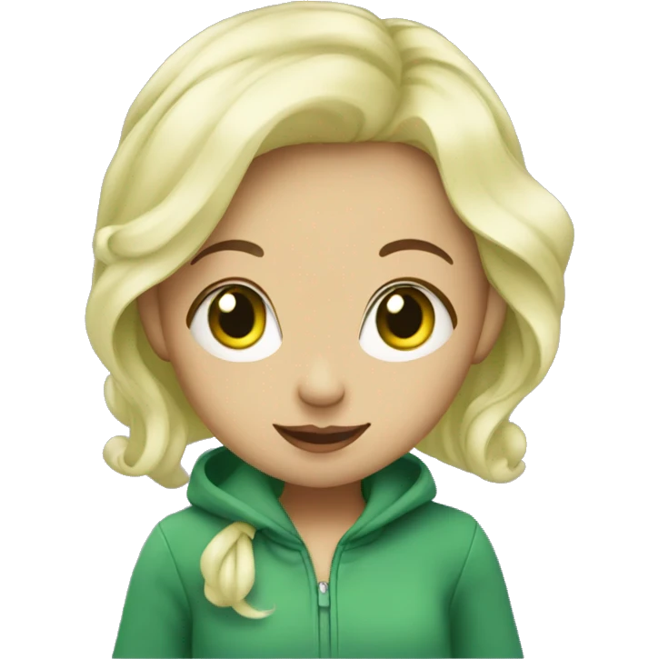 Blonde girl with green hair walking het baby  emoji