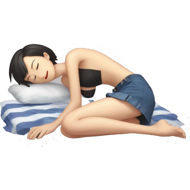 full body Mizuhara Chizuru rent a girlfriend, beach outfit,  sleeping on ground emoji