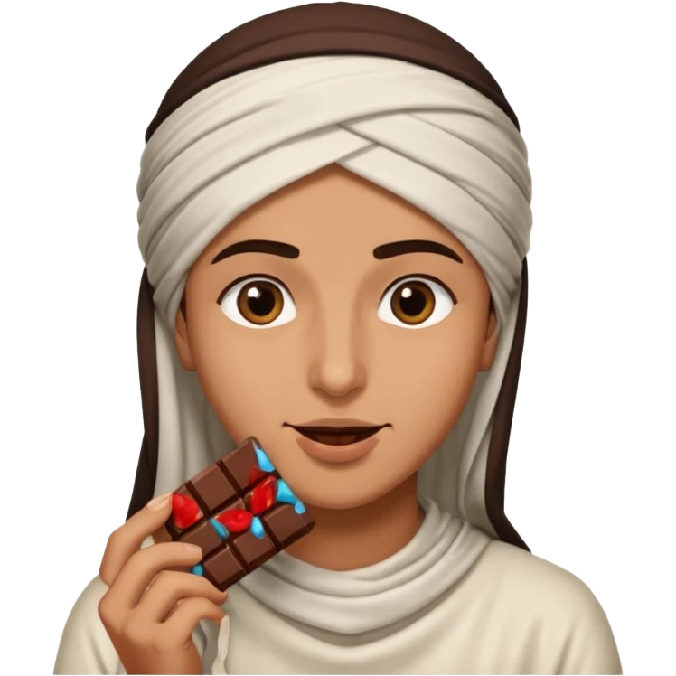 an Arab eats chocolate emoji