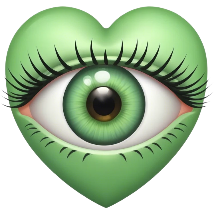 Eye with eyelashes inside light green heart emoji