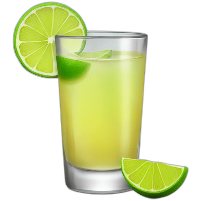 A single tequila shot with green lemon piece on the glass emoji