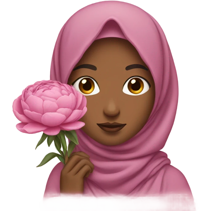 Woman don’t face with hijab holding peonies emoji