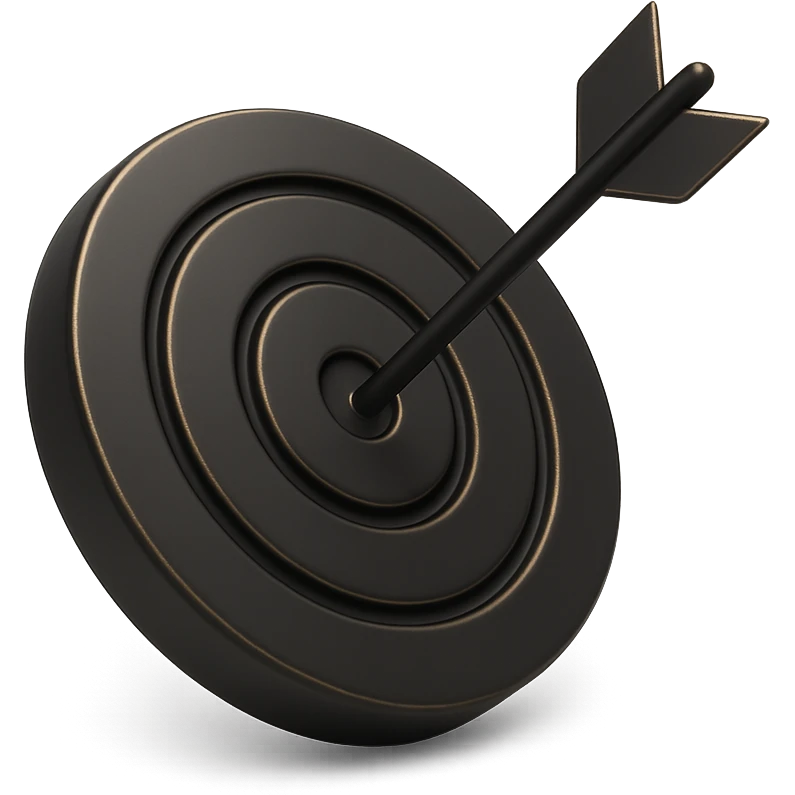 3D black style target with an arrow in the center emoji