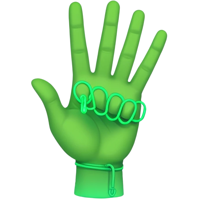 rock n roll hand sign in neon green color emoji