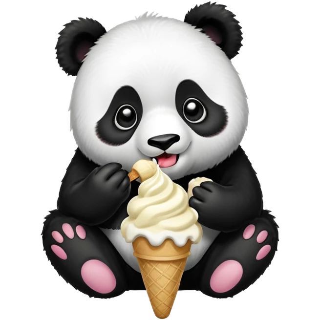 Panda eating ice cream emoji