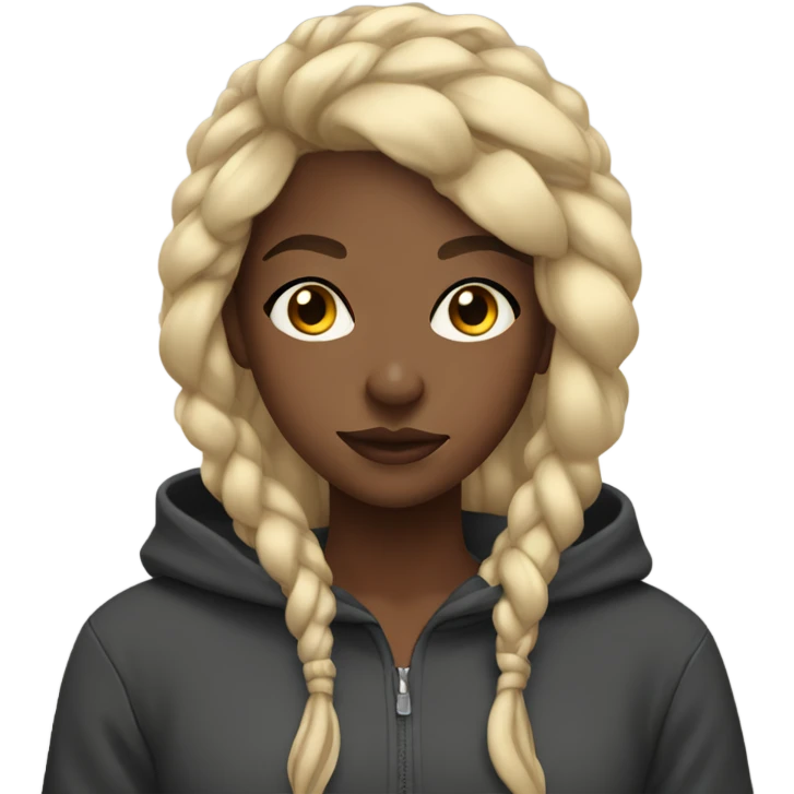 Black girl with blonde and black braids brown eyes in hoodie  emoji