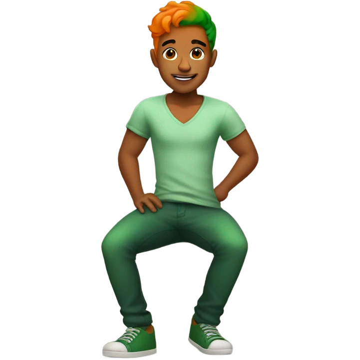Short orange man with green hair emoji