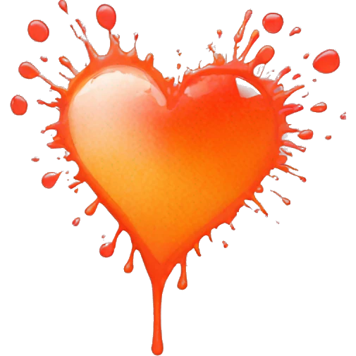 splattered paint heart glowing red-orange warmth emoji