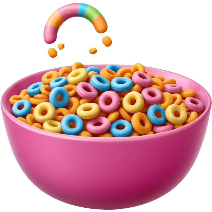 froot loops in a pink bowl, no spoon or milk emoji