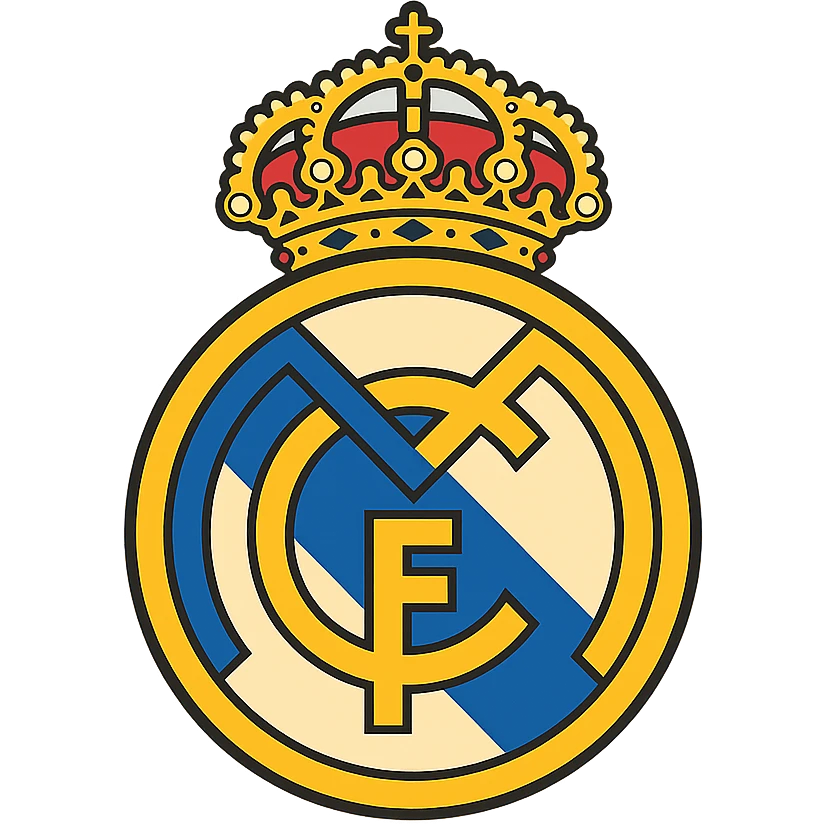 Real Madrid football club logo, clean vector style, white and gold, no text emoji
